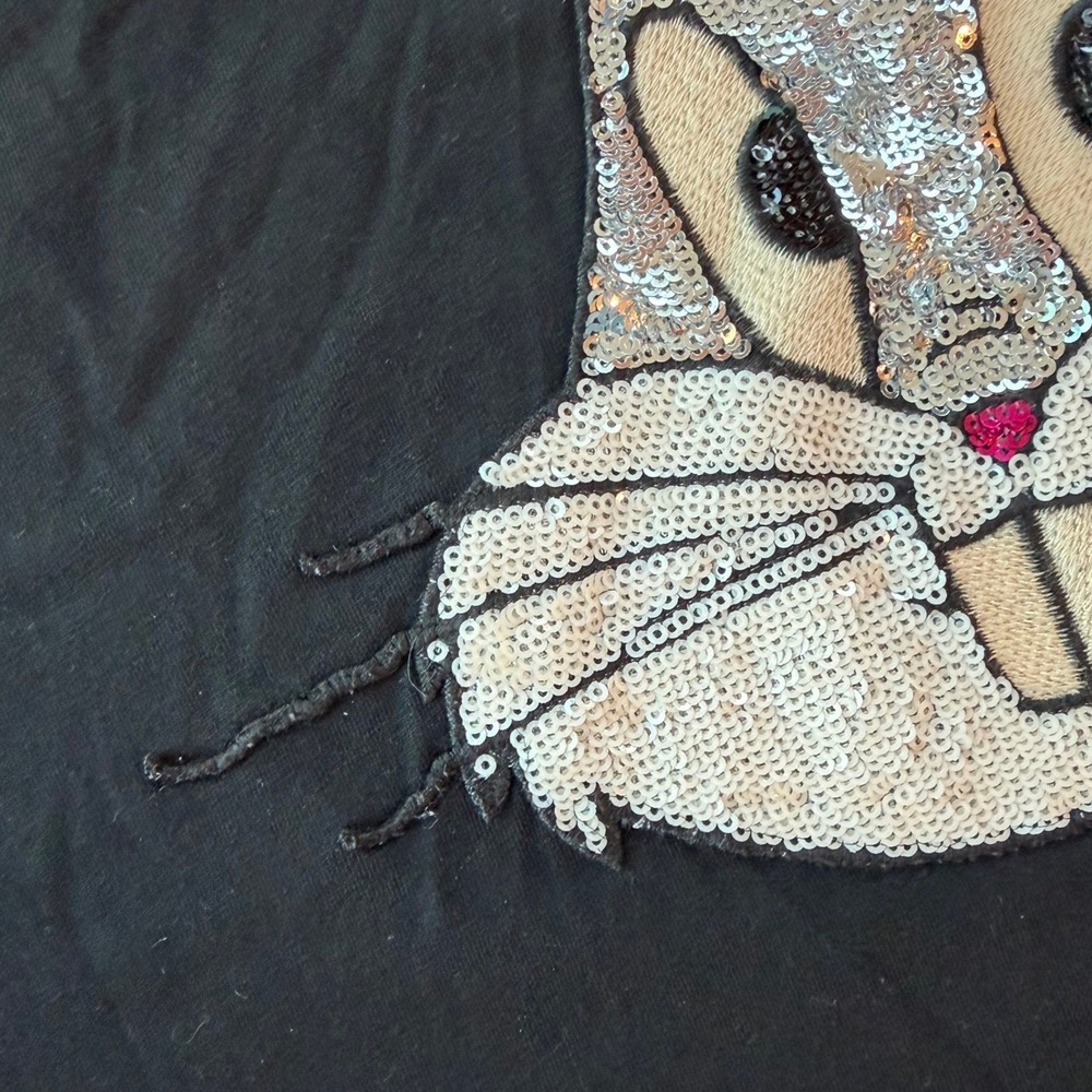 Gucci x Looney Tunes Bugs Bunny Guccy Sequin Logo Black T-Shirt Size M Italy - Picture 9 of 11